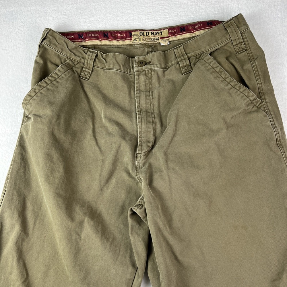 Old Navy Chino Pants Mens 38x34 Olive Green Cotton Flat Front Straight Leg